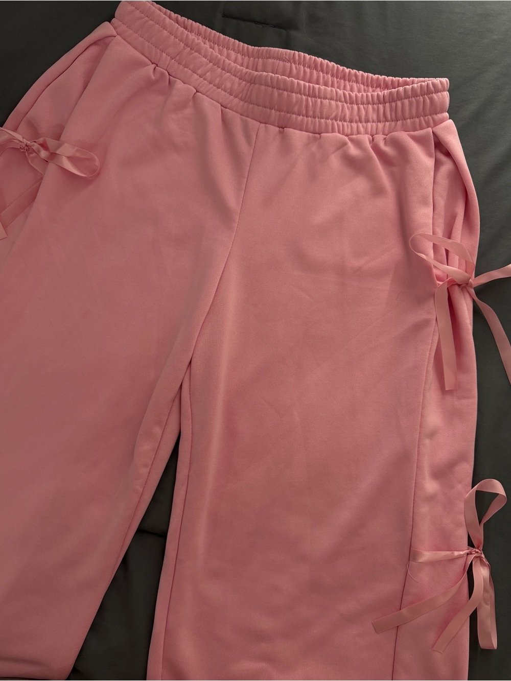 Girls' Pink Ribbon-Accent Sweatpants